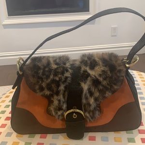 Talulah ultra suade and faux fur handbag